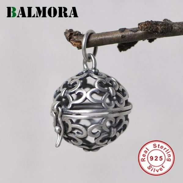 Подвески BALMORA, оригинальный кулон из чистого серебра 925 пробы для женщин и мужчин, винтажный серебряный шар, кулон, полый кулон-саше, ювелирные изделия без цепочки