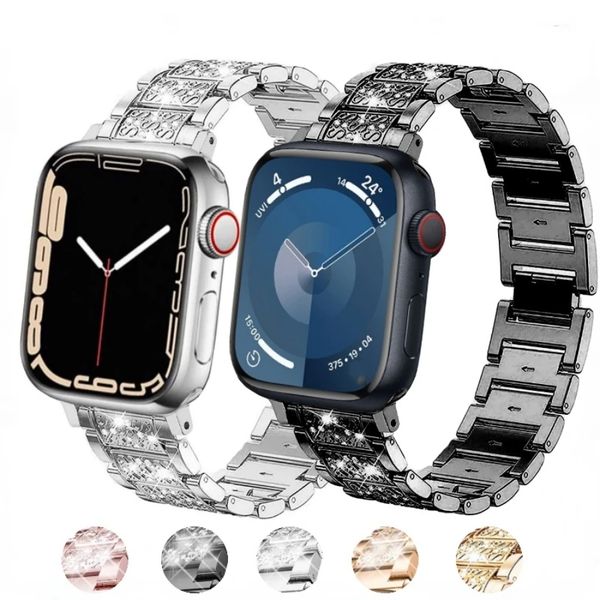 Luxus Diamant Bling Armband für Apple Watch Band Ultra 49mm 40mm 45mm 44mm 41mm 42mm 38mm Metallgürtel für IWatch Serie 8 7 SE 6 5 4 Damen Armband
