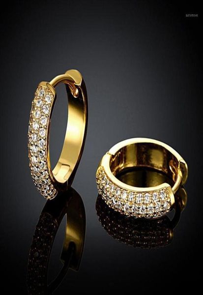 Mulheres jóias acessórios femininos chapeamento de ouro brincos moda pendientes claro cz coleções 19mm círculo redondo earring150563056063439