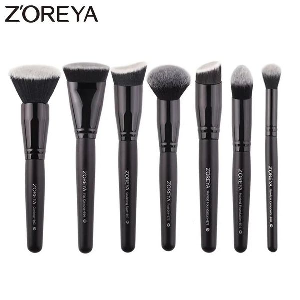 Zoreya preto pincéis de maquiagem conjunto olho rosto cosméticos fundação pó blush sombra kabuki mistura compõem escova ferramenta beleza 240111