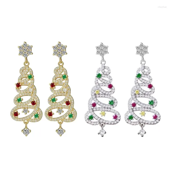 Brincos pendurados na moda zircão árvore de natal para mulheres cristal estrela brinco jóias de orelha festa de casamento presente f19d