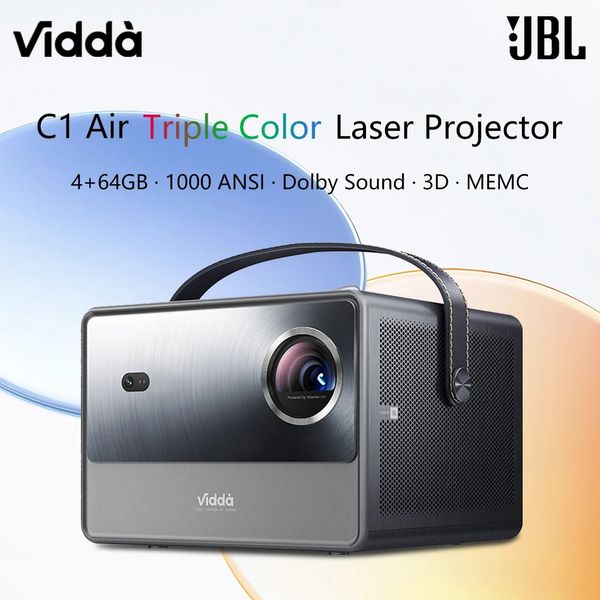 Vidda C1 Air двойной тройной цветной лазерный проектор 1080P 1000 ANSI поддержка 4K домашний кинотеатр Smart Android Wi-Fi 3D-проектор JBL динамик