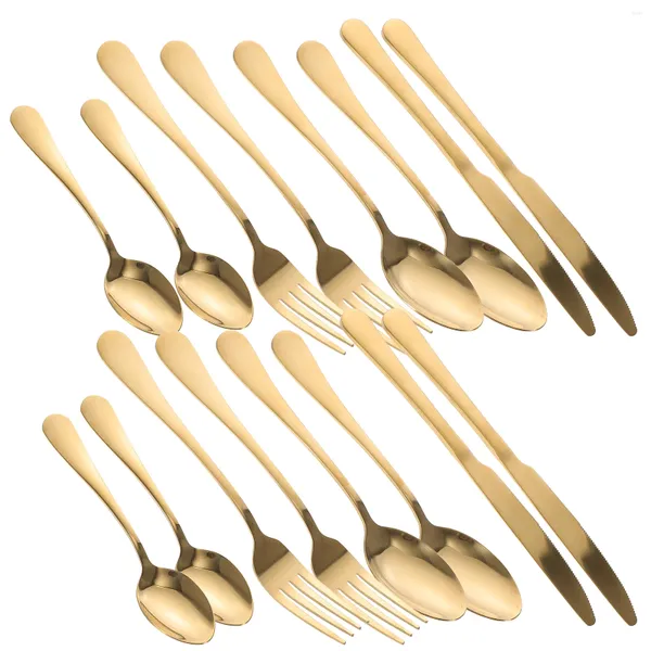 Set di stoviglie Kit di placcatura in oro Set di posate Cucchiaio Forchetta Stoviglie in metallo occidentale Bistecca Posate portatili Banchetto domestico