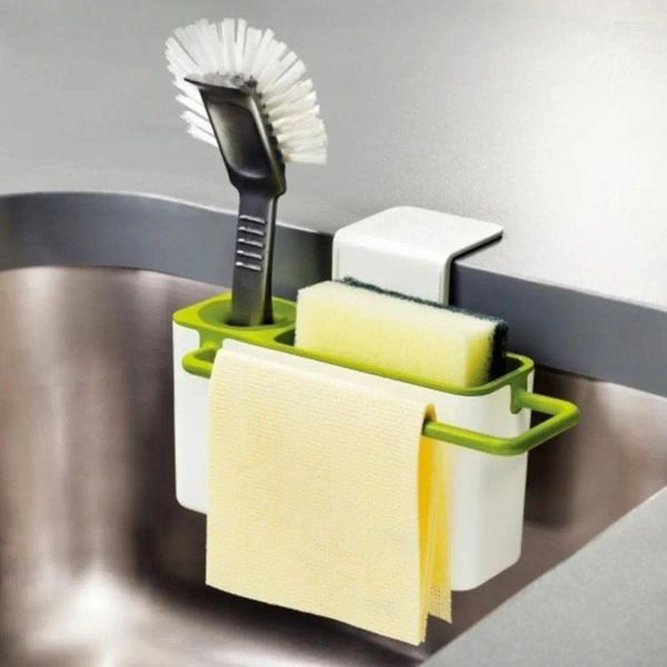 Küche Lagerung Kunststoff Schwamm Halter Multifunktionale Grün Selbstentleerende Abfluss Rack Waschbecken Utensilien Für