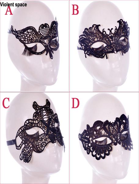 Spazio violento Maschera di pizzo nero sexy Maschera per gli occhi ritaglio per giochi per adulti di fantasia per feste in maschera per coppie Giocattoli sessuali Donna6918260