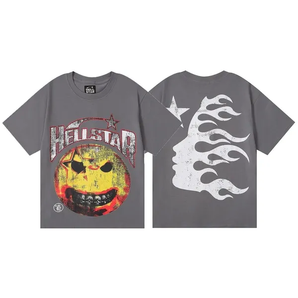 24ss New Trend Hellstar Designer Evil Smile Stampato Hip Hop Streetwear Felpa Camicia di cotone Uomo Donna Unisex T-shirt moda outdoor