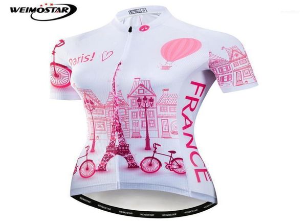 Weimostar France Team Maglia da ciclismo da donna Rosa Torre Eiffel Abbigliamento da bicicletta Strada MTB Bike Shirt Ropa Ciclismo19537943