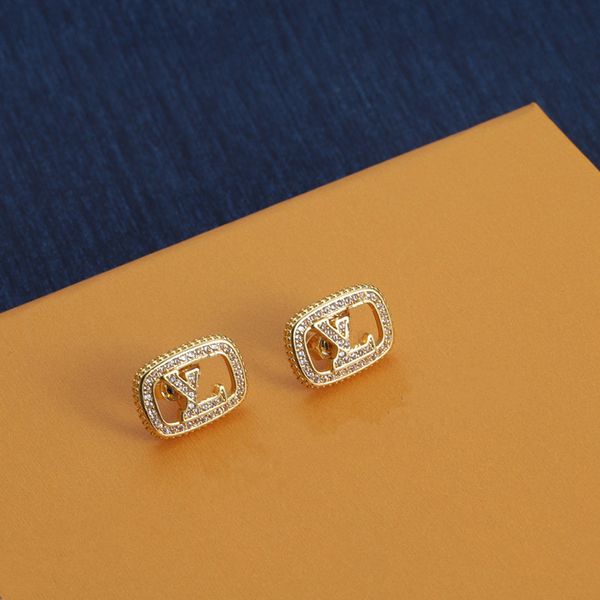 Mit BOX Luxus-Designer-Diamant-Ohrstecker, 18 Karat Gold, 316L Edelstahl, Ohrringe, Hip-Hop, Männer, Jungen, Frauen, Mädchen, Hochzeit, Party, Schmuck, verblasst nie