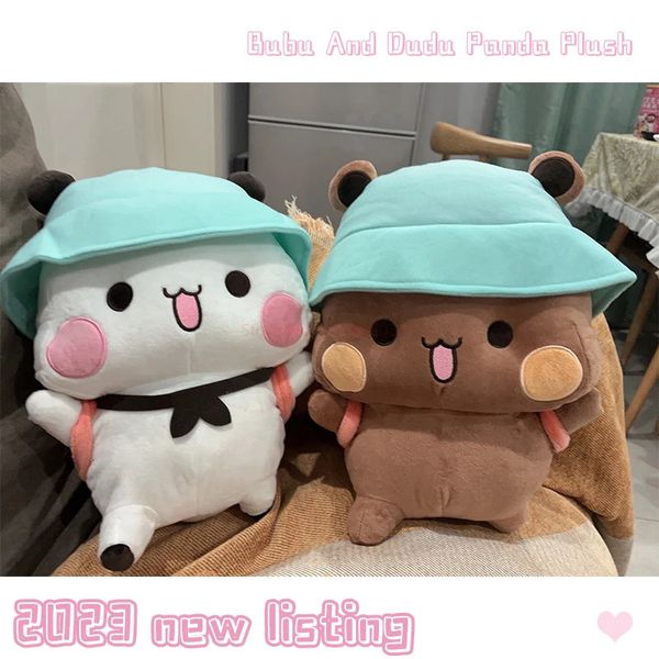 Bubu und Dudu Panda Plüsch süße Cartoon Panda Bär Kawaii Puppe gefüllt weiches Kissen Spielzeug Kindertagsgeschenke für Kinder Anime 240111