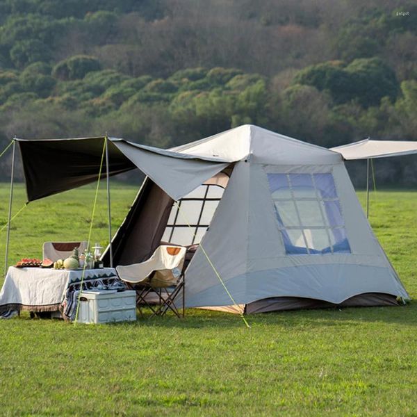 Çadırlar ve Barınaklar Ultralight çift katmanlı su geçirmez kamp çadırı yürüyüş seyahati için iki kapı taşınabilir otomatik kurulum