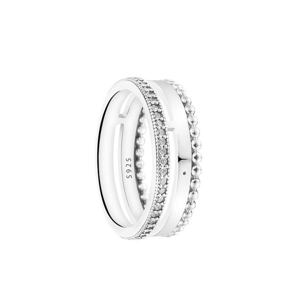 Ringe 100% Neue 925 Sterling Silber Unterschrift Pflastern Perlen Ring Hochzeit Verlobung Ringe für Frauen Schmuck Bague Femme Großhandel