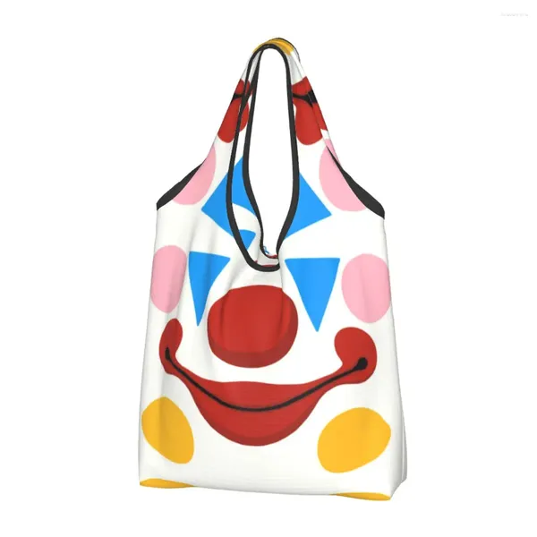 Borse per la spesa Borsa a tracolla portatile per la spesa con clown da circo alla moda, borsa per la spesa portatile con smorfia di Halloween