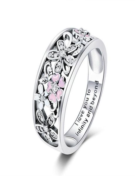 Модное кольцо из стерлингового серебра 925 пробы сакуры вишни с розовым цветком, женские украшения, размер 69 для девочек, рождественские подарки6103612