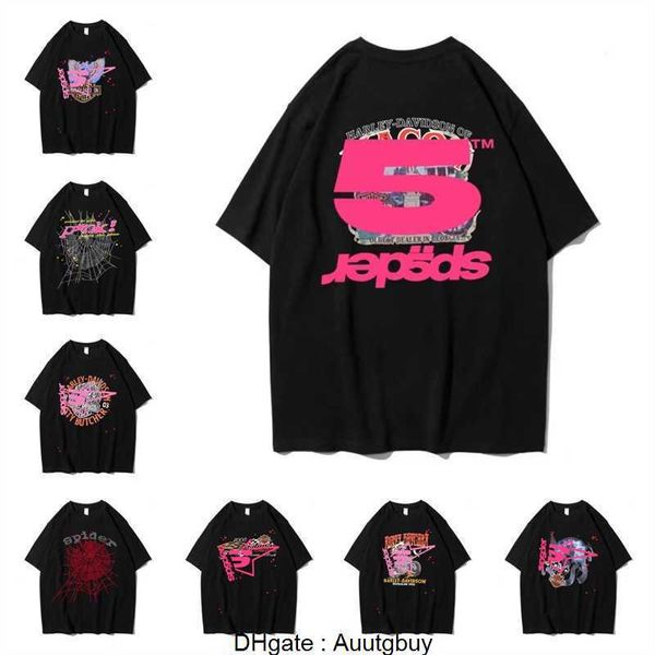 Sp5der T-shirt dos homens das mulheres de manga curta e das mulheres High Street Pike Roupas Hip Hop Espuma de qualidade manga curta tamanho europeu XS-XXL Y063