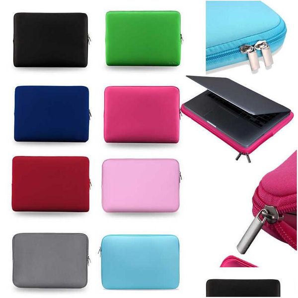 Laptoptaschen Rucksack Soft Case 13 Zoll Tasche Reißverschlusshülse Schutz Er Tragen für iPad Book Air Pro Trabook Notebook Handtaschen D Dhhjy