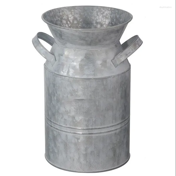 Vasos vaso de flor pote de ferro balde rústico plantador de metal para jardim sala de estar decoração de mesa