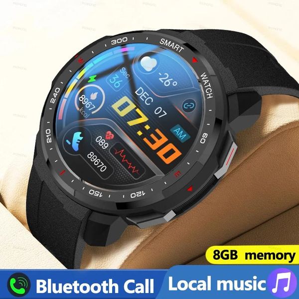 Dispositivos 2022 Novo Esporte Relógio Inteligente Homens Bluetooth Chamada Música Local 8G Memória Fitness Tracker Homens SmartWatch para Android Samsung Apple iOS