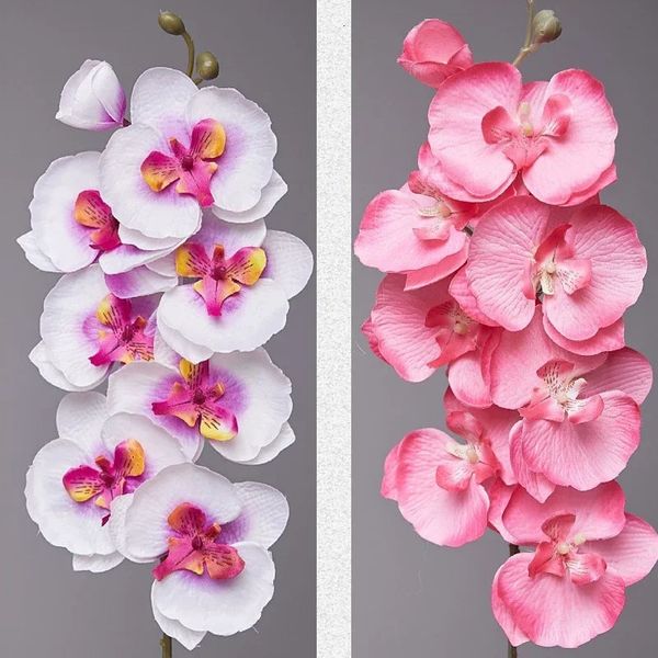 8 borboletas artificiais orquídeas traças falsas orquídeas flores tecidos não tecidos buquês de casamento decorações para casa e jardim 240111