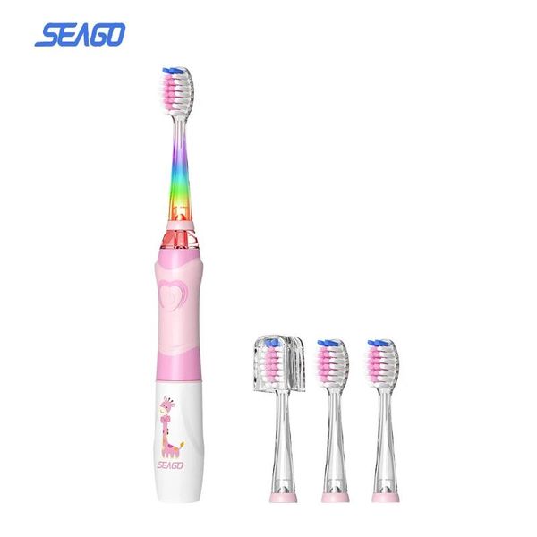 Escova de dentes Seago Kids Sonic Escova de dentes elétrica alimentada por bateria com temporizador de substituição Cabeças de escova suaves para crianças pequenas de 3 anos ou mais