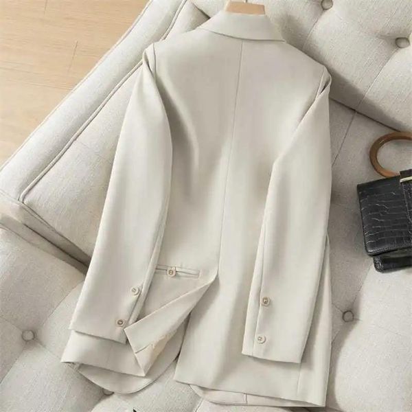 Vestir Blazer de Moda de Escritório Vestível para Mulheres 2023, Jaqueta Loja de Estilo Coreano, Longsleeved Blazer Beige Blazer feminino