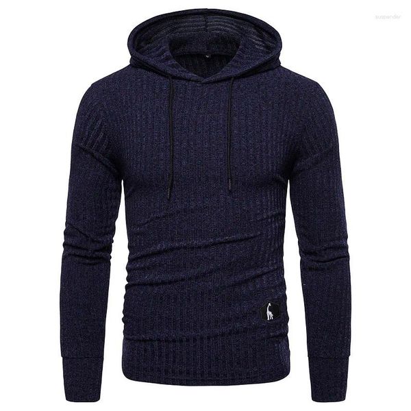 Erkek Hoodies 2024 Moda İnce Fit Erkekler Sweatshirt Erkek Örme Kapüşony Hiphop Sonbahar Kış Katı Hoodie Mens Giyim Harajuku