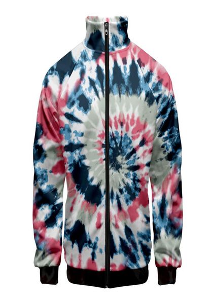 Colorido psicodélico tie dye 3d impresso feminino hoodies moletom gola com zíper jaqueta casual roupas esportivas streetwear8049764