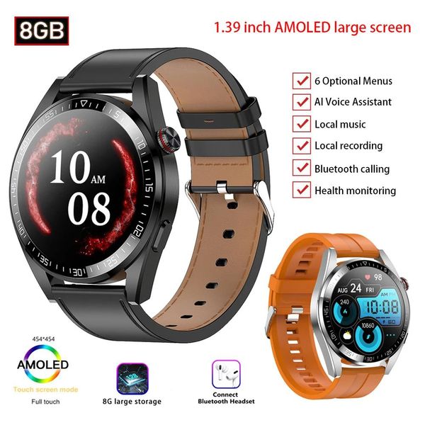 Часы 1,39-дюймовый AMOLED-экран Z30 Смарт-часы для мужчин и женщин Смарт-часы Спортивный фитнес-браслет Мужские наручные часы 8 ГБ Местная музыка