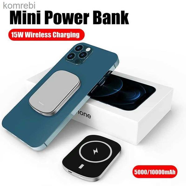 Bancos de energia de telefone celular Mini Powerbank para Samsung iPhone Bateria externa Carregador portátil sem fio Banco de energia magnético Bateria auxiliar PackL240111