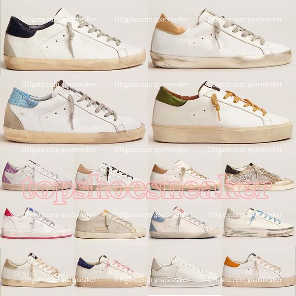 Mulheres Sneaker Designer Itália Marca Golden Mid Slide Star Shoe Preto Leopardo Imprimir Rosa Gold Glitter Clássico Branco Do-Old Sujo