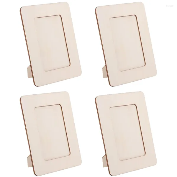 Quadros 4 Pcs Artesanato DIY Moldura De Madeira Criança Crianças E Imagem Inacabada