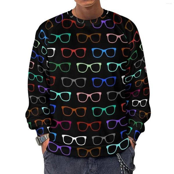 Moletons masculinos hipster óculos casuais moletom colorido harajuku o pescoço inverno manga longa moda oversize hoodie presente