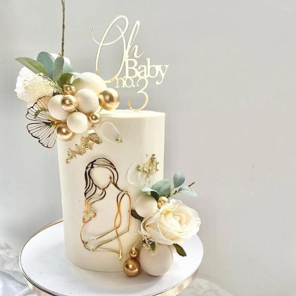 Fontes de festa Topper de bolo de bebê personalizado da idade Oh Baby e charme de arte de linha | Chuveiro personalizado em vários tamanhos e cores