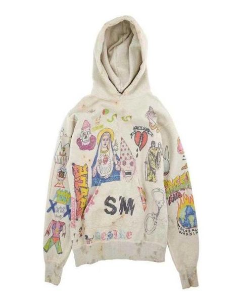 Men039s Hoodies Readymade Saint Michael graffiti Hoodie Simpson pintado à mão graffiti sweater7346131