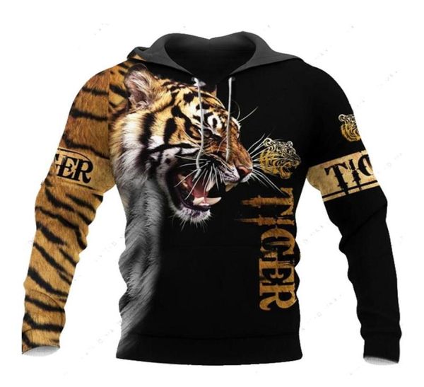 Men039s Hoodies Sweatshirts Mode Frühling Herbst Löwe Weiße Tigerhaut 3D All Over Bedruckte Unisex Pullover Freizeitjacke Hoo9922160