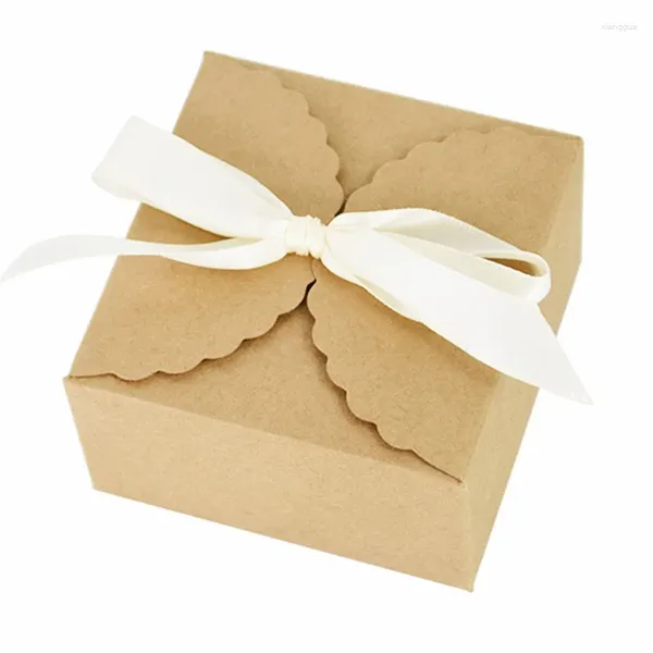 Geschenkpapier 5 Stück Kraftpapier Verpackungsboxen Geburtstag Süßigkeiten Schokolade Snackbox Mooncake Case für Hochzeitsveranstaltung Partybevorzugung Dekorationen