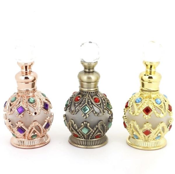 Bottiglia di profumo vuota riutilizzabile vintage in vetro di cristallo da 15 ml, decorazione per la casa fatta a mano, regalo di festa per signora SN6320