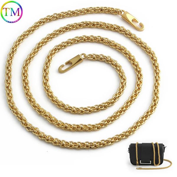 100/110/120/130cm 8mm cetim ouro metal saco correntes diy corrente para bolsas femininas bolsa de ombro alça saco alça acessórios 240110