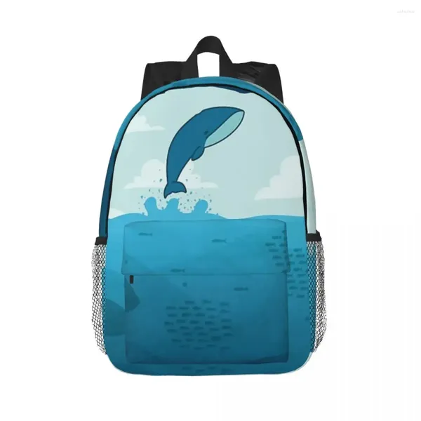 Sırt çantası ücretsiz - atlama sperm balinası sırt çantaları genç kitap çantası çocuklar okul çantaları dizüstü bilgisayar çantası omuz çantası büyük kapasite