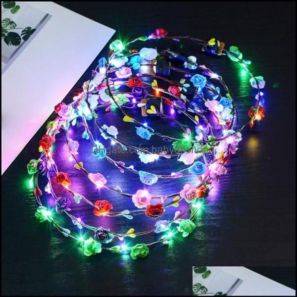 Acessórios de cabelo 10 pçs colorf festa de natal brilhante grinalda coroa de halloween flor headband mulheres meninas led light up hai babydhs280l