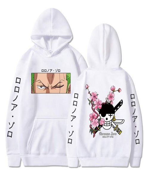 Men039s Hoodies Sweatshirts One Piece Anime Hoodie Roronoa Zoro Print Pullover Tops Langarm Lose Lässige Mode Uniex St8101887