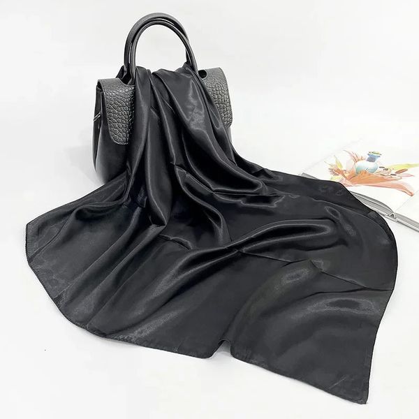 Шарф из искусственного шелка, женский большой квадратный платок 90*90 см, однотонный арабский платок-хиджаб, 25 цветов, оптовая продажа 240111