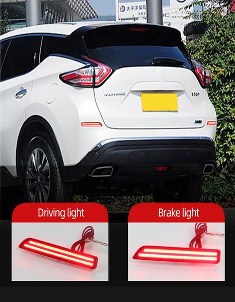 Nissan Murano için 2pcs LED Arka Tampon Reflektör Işıkları 2015 2016 2017 2018 2019 Araba DRL Dönüş Sinyal Kuyruk Sis Lambası3375009