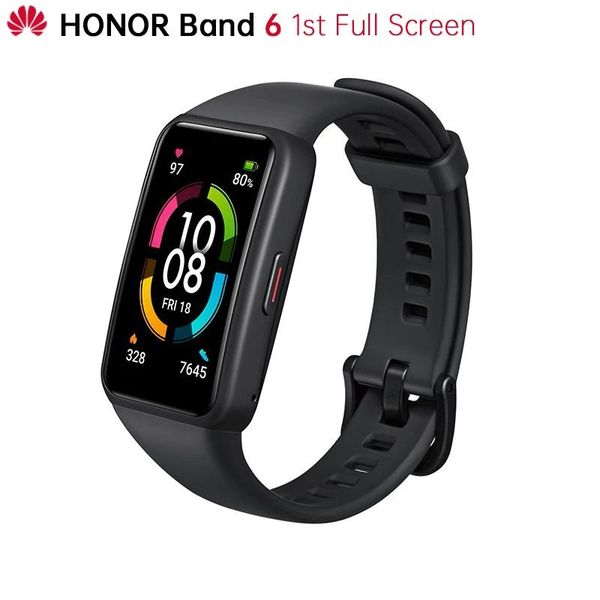 Uhren Original Honor Band 6 Armband Smart Armband Uhr AMOLED Touchscreen BloodOxygen SpO2 Herzfrequenz Schlaf Monitor Wasserdicht