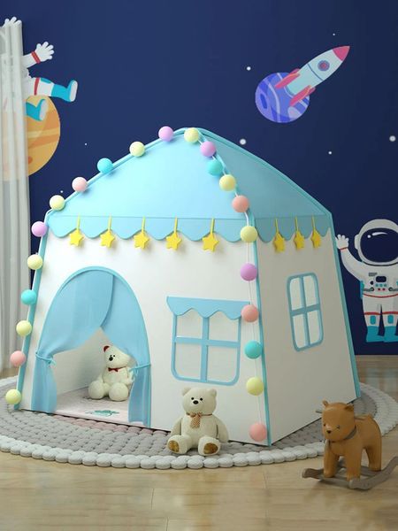 1,35 m tragbare Kinder Zelt Spielzeug Kinder Faltzelte Baby Spielhaus große Mädchen rosa Prinzessin Schloss Kinderzimmer Dekor Geschenke 240110