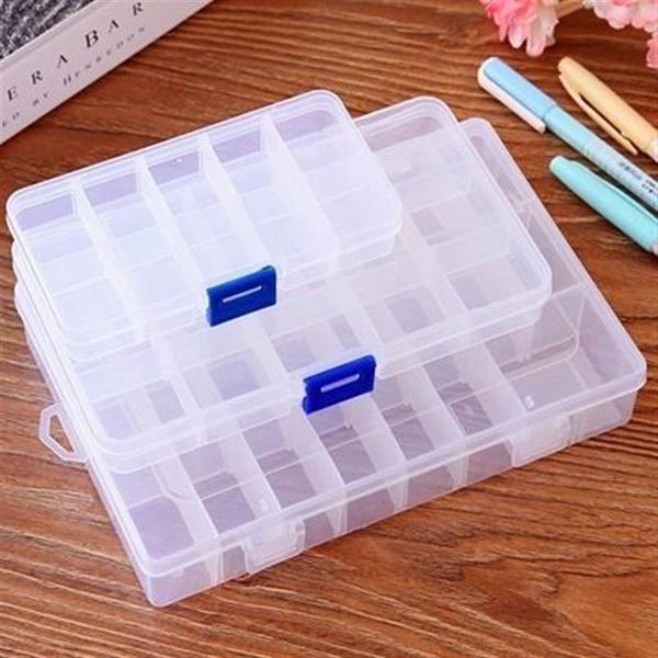 Pratico contenitore regolabile da 10 15 24 scomparti in plastica per gioielli, orecchino, perlina, vite, custodia, display, organizer, contenitore256S