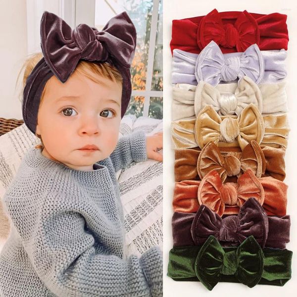 Acessórios de cabelo 8 pc/lote doce doce-colorido nascido veludo hairbands inverno quente headbands para meninas do bebê embrulhado macio
