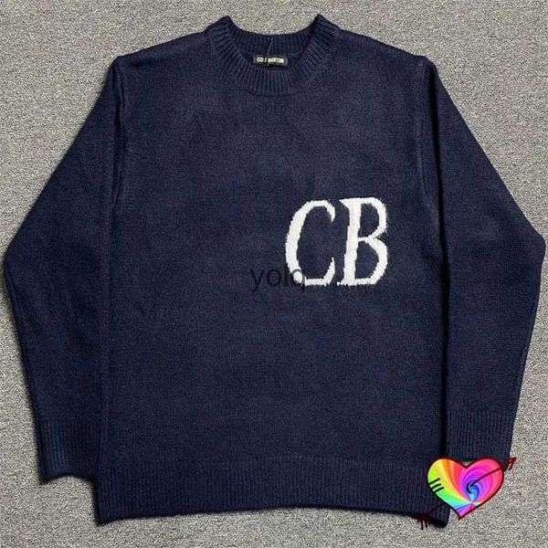 Camisolas masculinas azul marinho malha Cole Buxton CB Sweater Homens Mulheres Macio Cole Buxton Sweater Oversized Fit Crewne Pulloversyolq