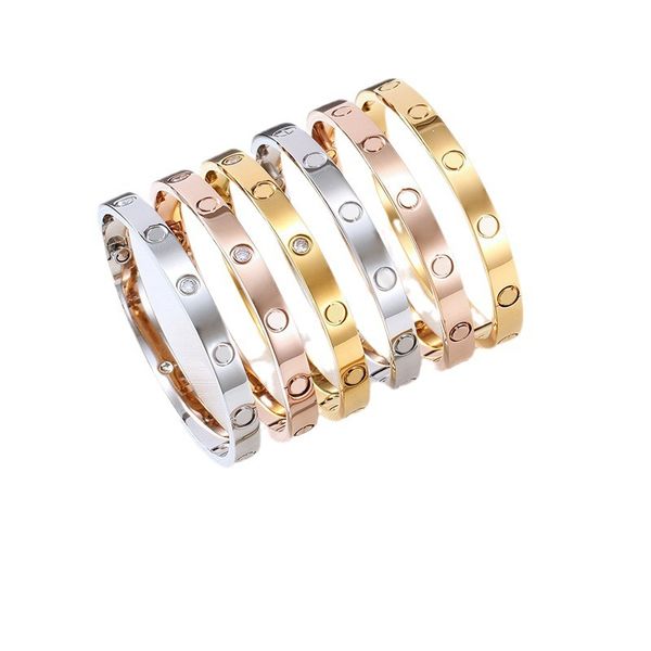 Bracciale in oro rosa 18 carati con diamanti in argento Bracciale per unghie Bracciale con gioielli di moda di lusso Bracciale con design da uomo16 17 18 19 21 Taglia