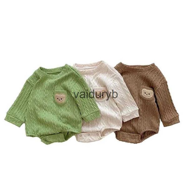 Pagliaccetti New Cute Bear Pagliaccetto per ragazze Ragazzi Tinta unita Manica lunga Tuta Infantile in cotone Primavera Coreano Abbigliamento per bambini 0-3Yvaiduryb