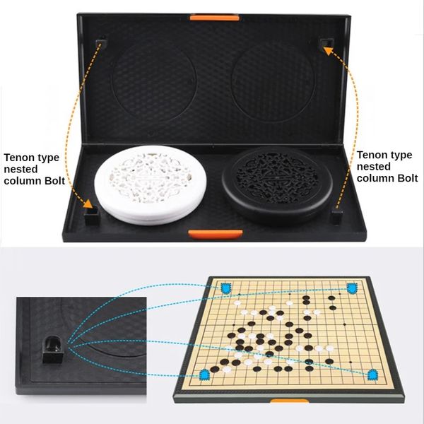 Manyetik Go oyunu katlanabilir weiqi akrilik siyah beyaz satranççı satranç seti çocuklar için bulmaca satranç masa oyuncakları hediye240111